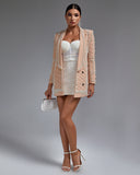 Pearl Embellished Shawl Lapel Blazer