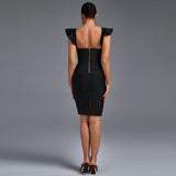 Backless Striped Midi Bandage Dress