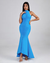 Turtleneck Ruched Maxi Bodycon Dress