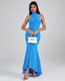 Turtleneck Ruched Maxi Bodycon Dress