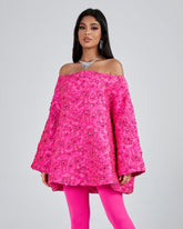 Off Shoulder Jacquard Loose Fitting Dress