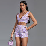 V Neck Sequined Bodycon Set