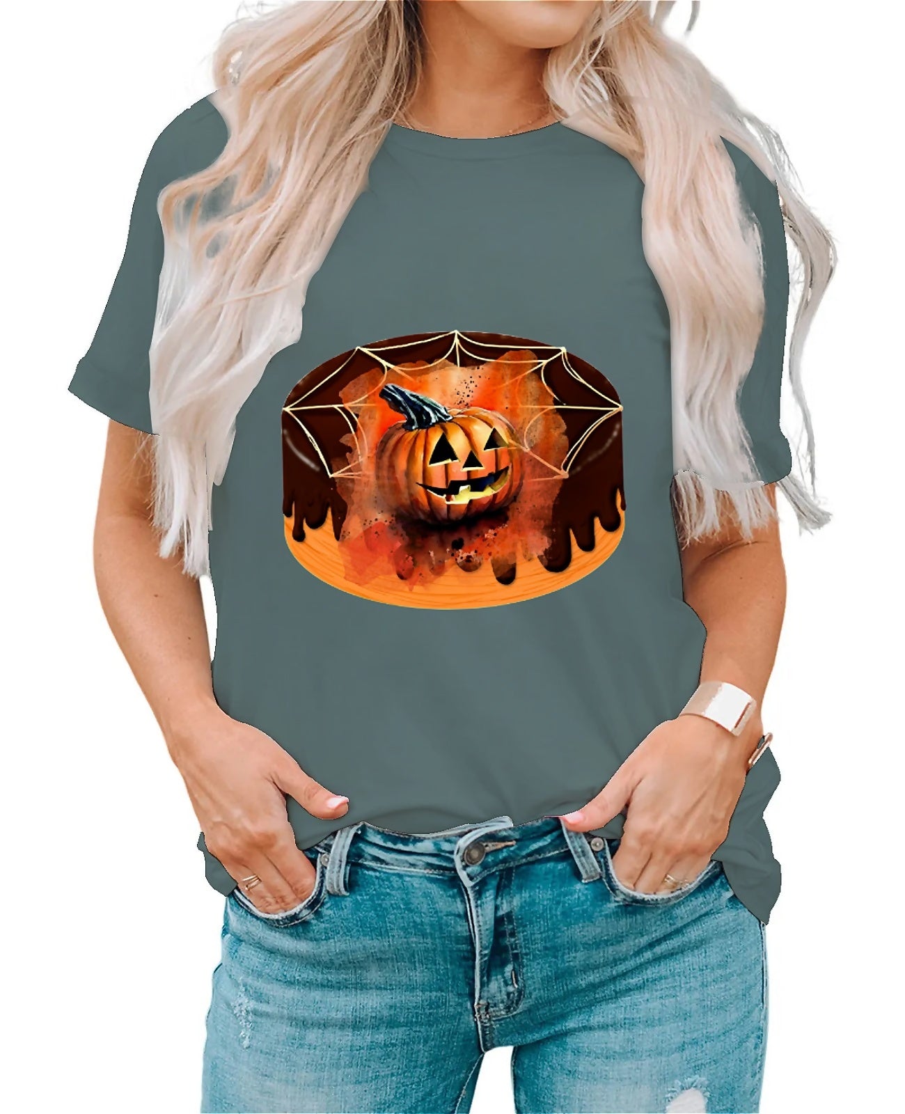 Earkoha Graphic T Shirts for Women Summer Casual Halloween Printed Tee Cotton Tops Loose Fit