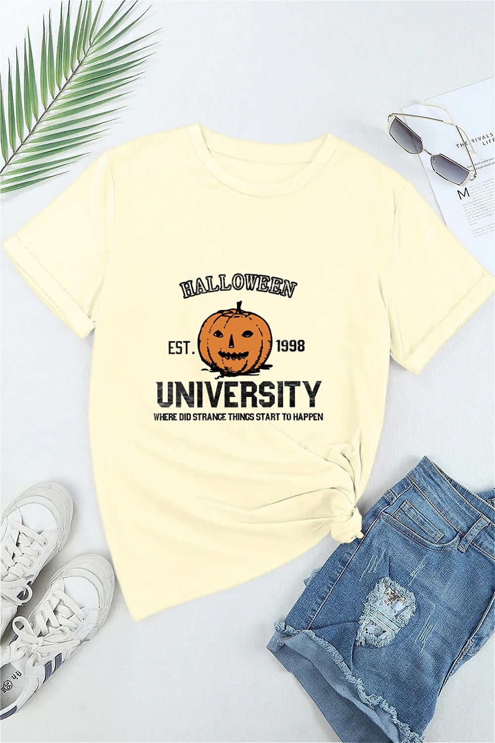 Earkoha Graphic T Shirts for Women Summer Casual Halloween Printed Tee Cotton Tops Loose Fit