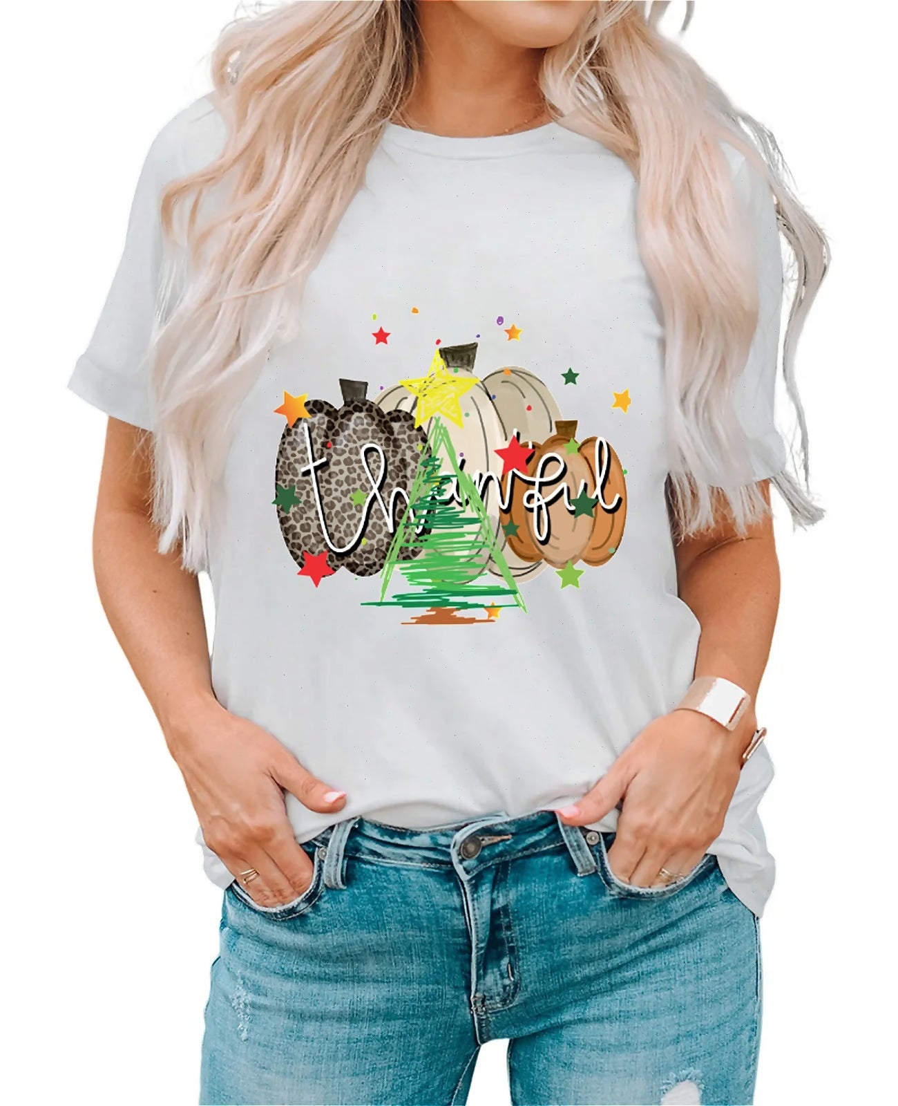 Earkoha Graphic T Shirts for Women Summer Casual Halloween Printed Tee Cotton Tops Loose Fit