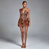 Strappy Sleeveless Mini Sequined Bodycon Dress