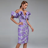 Off Shoulder Pleated Midi Backless Bodycon Dress