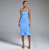 Evening Halter Over Knee Fishtail Bandage Dress