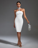 Pure White Halter Bandage Dress