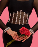 Crystal-Embellished Mesh Bandage Mermaid Dress