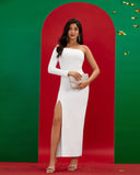 One-Sleeve High Slit Bandage Dress