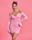 Off Shoulder Ruched Mini Dress