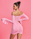 Off Shoulder Ruched Mini Dress