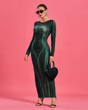 Green Goddess Printed Maxi Bodycon Dress