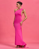 One Shoulder Open Back Maxi Dress