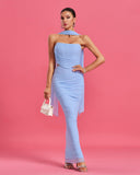 Strapless Ruched Mesh Three-piece Set