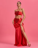 Halter Heart Embellished Open Back Two-piece Set