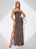 Tiger Stripe High-slit Maxi Dress