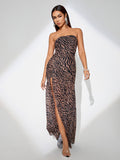 Tiger Stripe High-slit Maxi Dress
