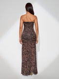 Tiger Stripe High-slit Maxi Dress