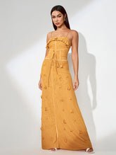 Fishbone Corset Strap Maxi Dress