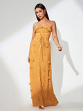 Fishbone Corset Strap Maxi Dress
