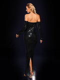 Open Back Cutout Sequin Maxi Dress