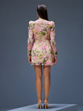 Floral Applique Mini A-line Dress