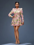 Floral Applique Mini A-line Dress
