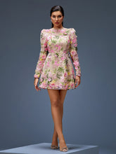 Floral Applique Mini A-line Dress