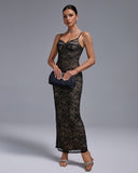 Black Lace Fully Lined Maxi Dress