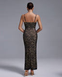 Black Lace Fully Lined Maxi Dress