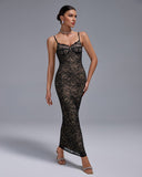 Black Lace Fully Lined Maxi Dress