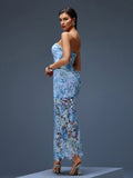 Dahlia Floral Sequin Bustier Maxi Dress