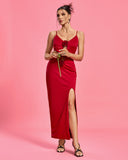 Open Back Cut Out Rosette Dress