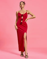 Open Back Cut Out Rosette Dress