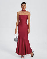 Open Back Knit Bodycon Evening Dress