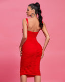 Strappy Wrinkled Midi Dress