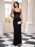 Low-cut See Through Strap Maxi Dress