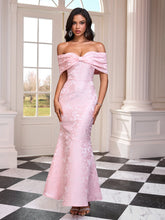 Off Shoulder Jacquard Maxi Dress