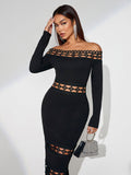 Off Shoulder Hollow-out Bodycon Dress
