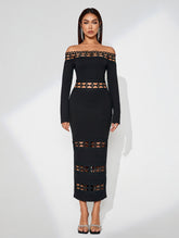 Off Shoulder Hollow-out Bodycon Dress