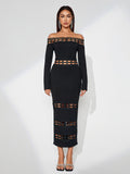 Off Shoulder Hollow-out Bodycon Dress