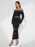 Off Shoulder Hollow-out Bodycon Dress