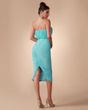 Strapless Ruched Midi Dress