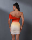 Strapless Gradient Mini Bodycon Dress