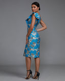 One Shoulder Frill Midi Dress