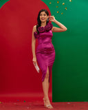 One Shoulder 3D Roses Floral Dress