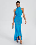 Turtleneck Ruched Maxi Bodycon Dress