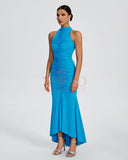 Turtleneck Ruched Maxi Bodycon Dress